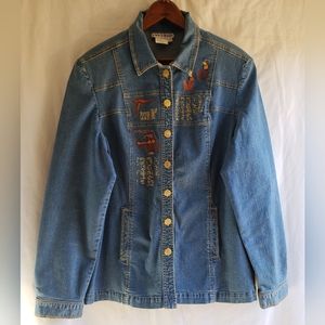 Vintage Nancy Bolen City Girl Embroidery Jean Coat Jacket Sz:14